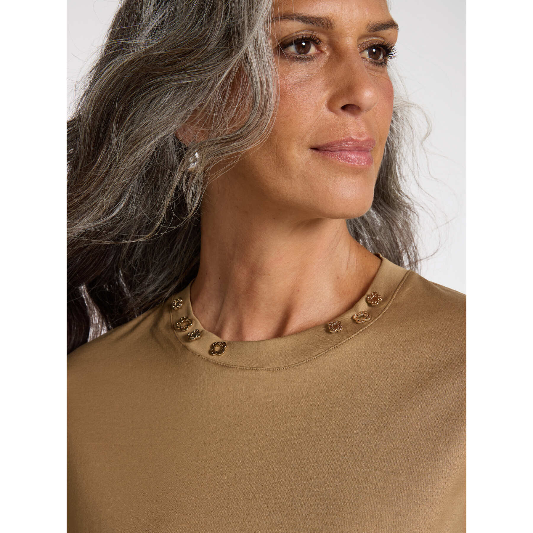 Elena Mirò - Camiseta con aplicaciones Monogram - Marrón