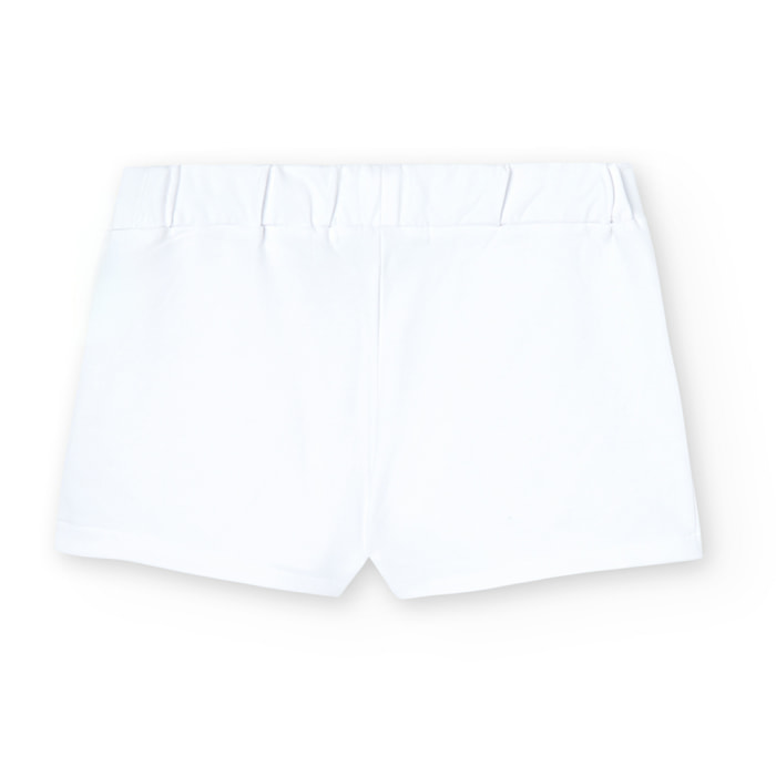 Short elÃ¡stico de felpa para niÃ±a en blanco liso, Camiseta