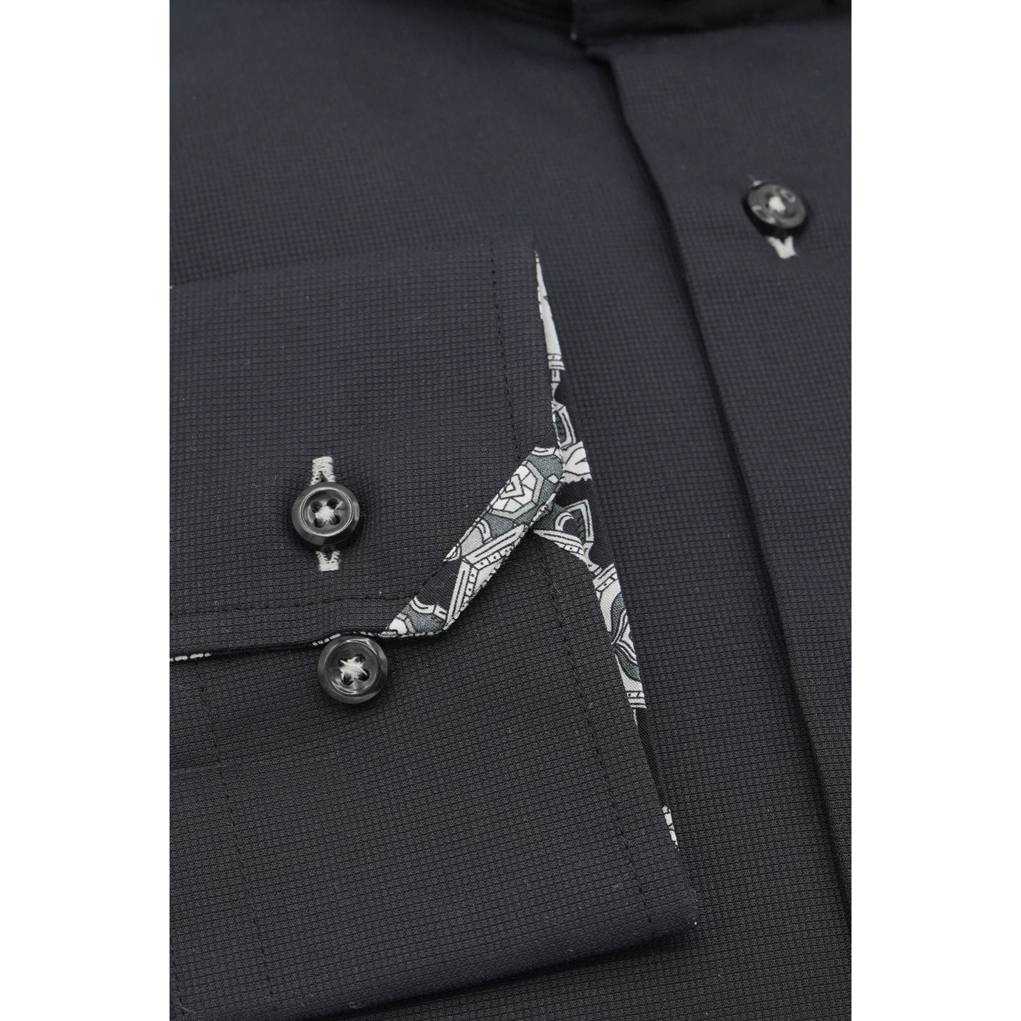 Camicia Uomo 1 Bottone Button Down Slim Armaturato Unito Nero