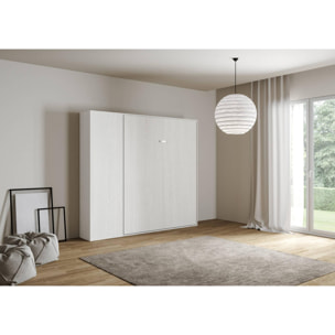 Cama abatible 160 vertical Kentaro con columna Fresno Blanco