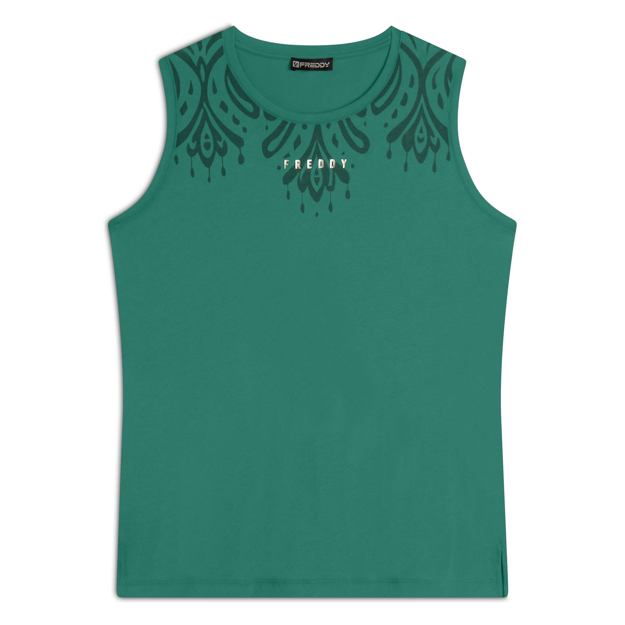 Canotta in jersey con stampa floreale sulle spalle