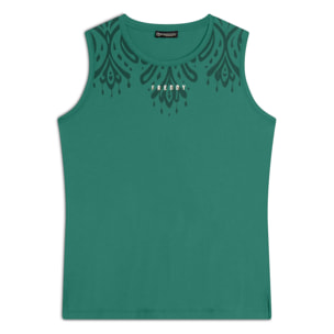 Canotta in jersey con stampa floreale sulle spalle