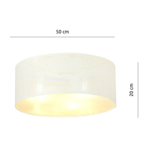 Lampada a sospensione Aston in acciaio bianco e interno oro