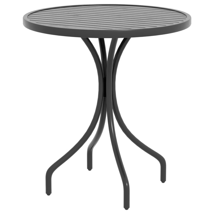 Table de jardin ronde Ø 66 cm acier plateau à lattes noir