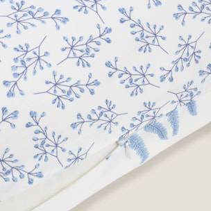Funda cojín algodón hojas Lari color azul 100% Algodón percal