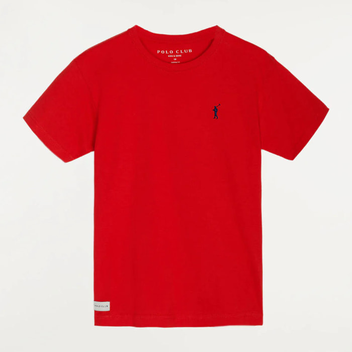 Camiseta roja con pequeño logo bordado