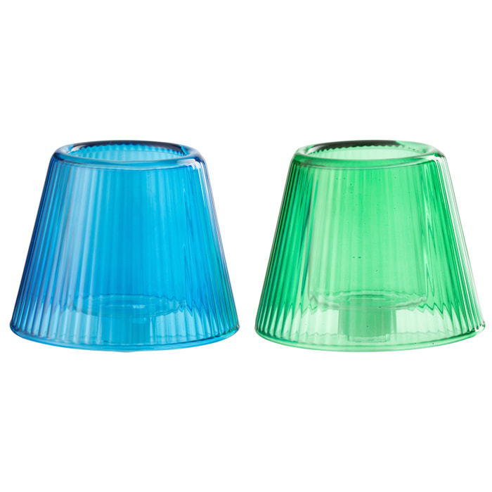 J-Line photophore Chapeau - verre - bleu/vert - 2 pièces