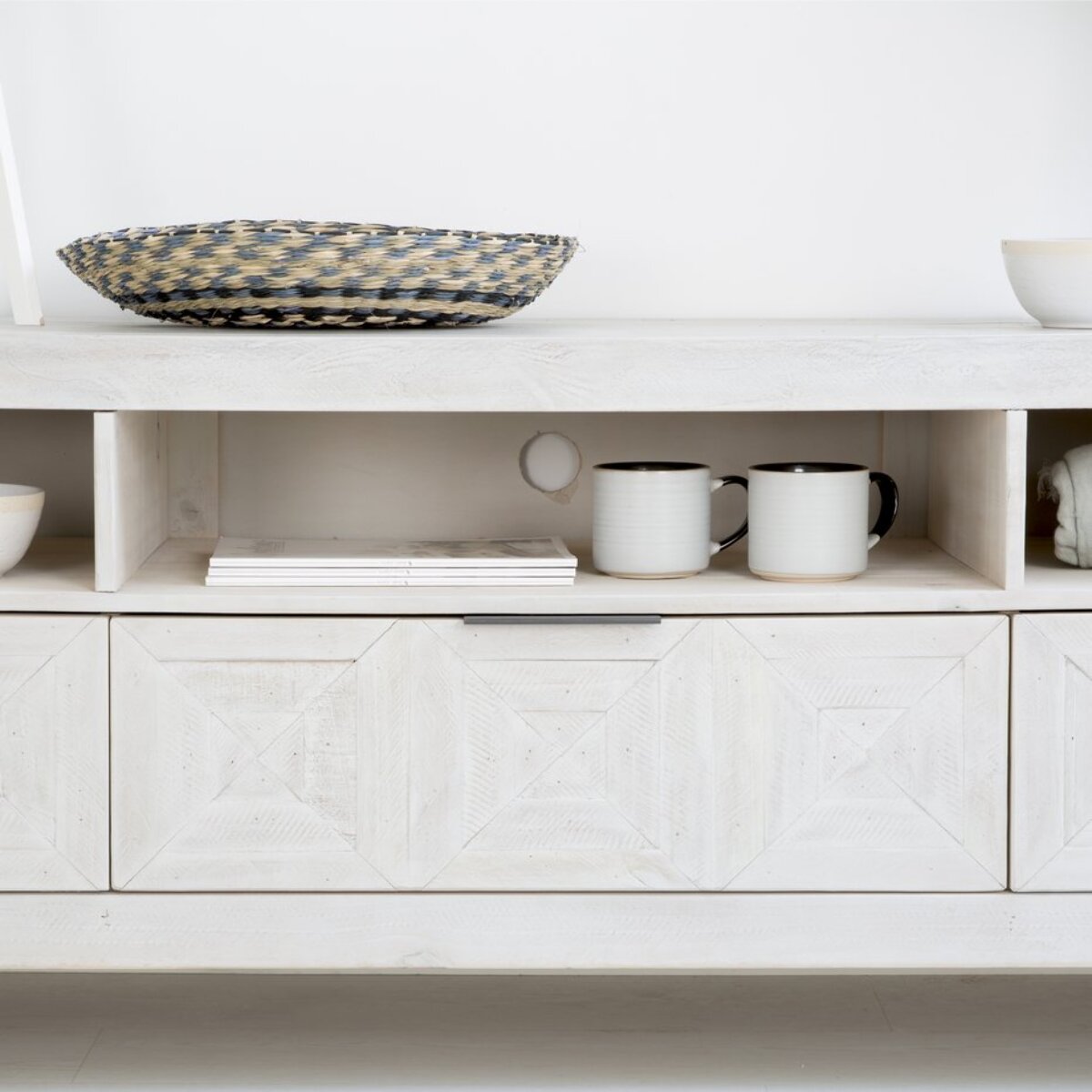 Meuble tv Cuzco -bois massif d'araucaria-couleur blanc  wild 173 x 62 x 45 cm