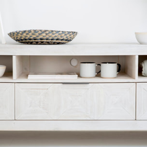 Meuble tv Cuzco -bois massif d'araucaria-couleur blanc  wild 173 x 62 x 45 cm