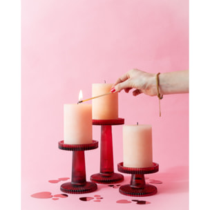 J-Line bougeoir Nelly - verre - rouge - 3 pcs
