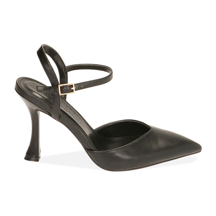 Décolleté slingback nere, tacco 9,5 cm