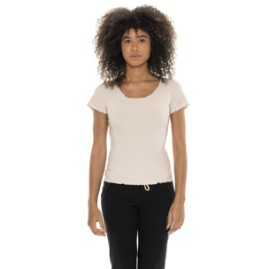 Camiseta mujer Leone Chic Gold canalé elástico