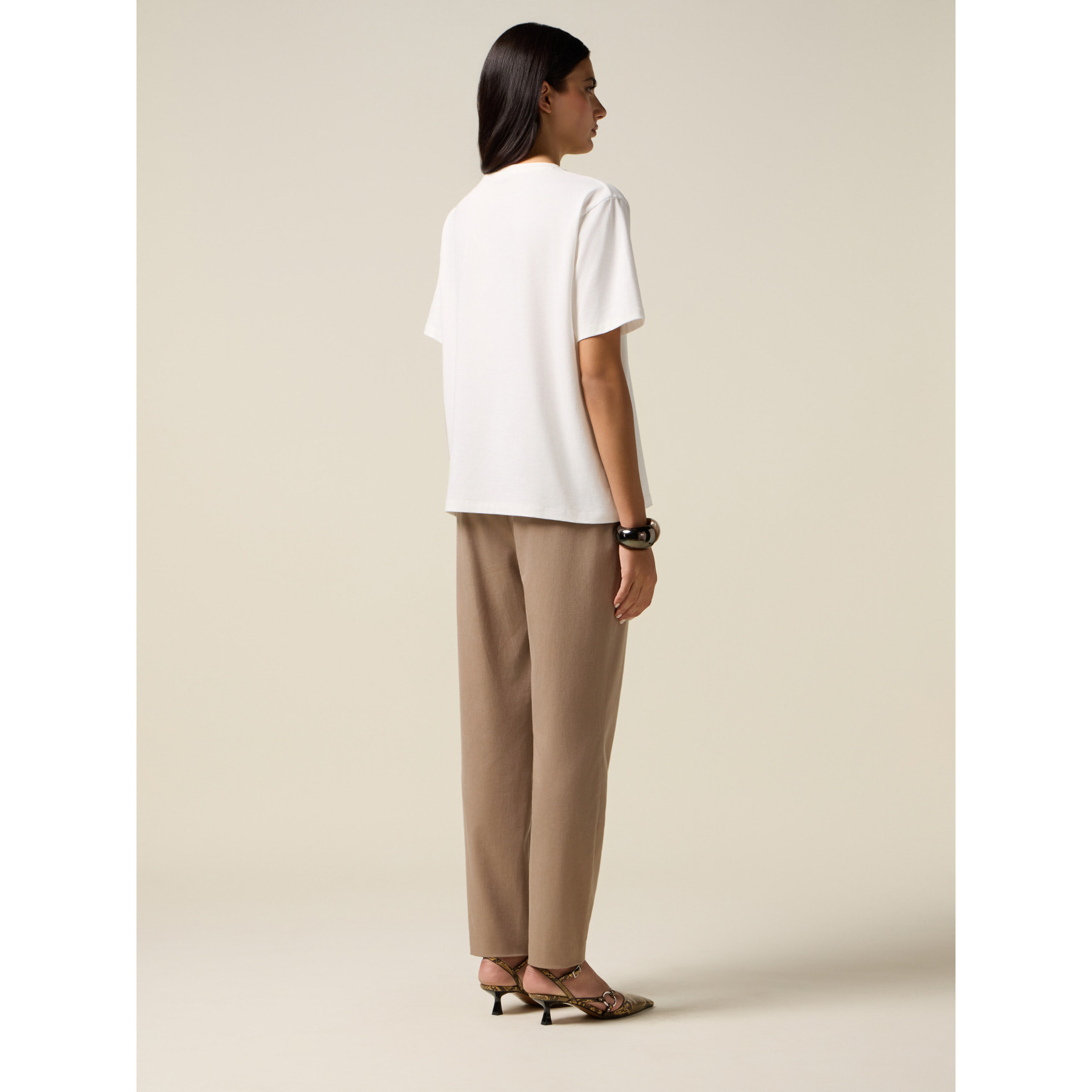 Oltre - Camiseta con estampado y aplicaciones - Blanco