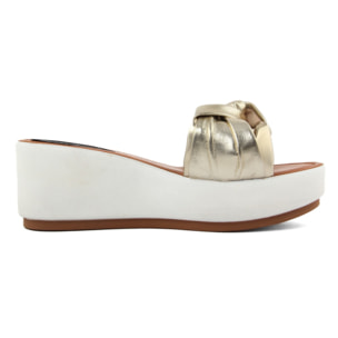 Sandali Donna In Pelle Colore Dorato-Altezza Tacco: 6,7 cm