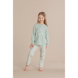 Pigiama bambina in cotone con top manica lunga e pantalone con polsini articolo cherry bloom Noidinotte