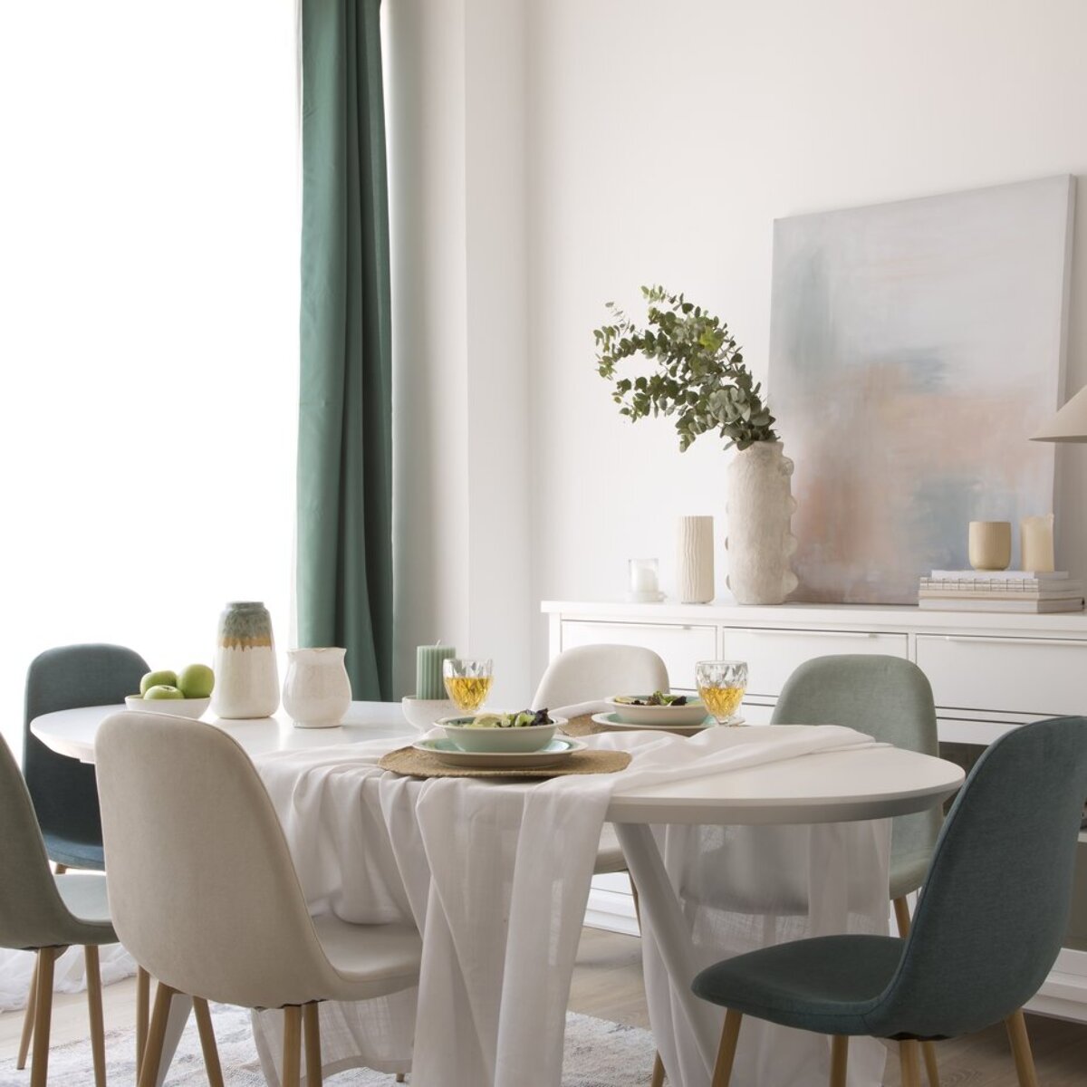 Table à manger extensible Didier -tableau en mdf-couleur laqué blanc mat 160 x 76 x 93 cm