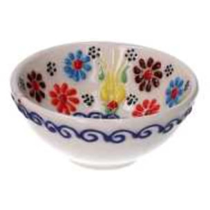 Ciotola decorativa in ceramica bianco tondo cmø7h5