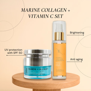 Crema de día con colágeno marino SPF50 50 ml + VITAMINA C + SERUM ELIXIR DE COLÁGENO 60 ML