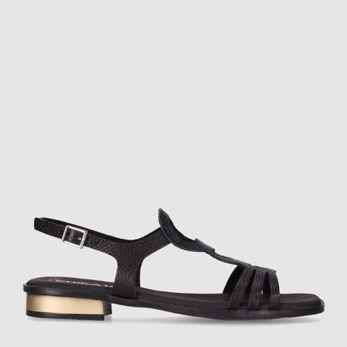 Sandalias de Piel - Negro - Tacón: 3 cm