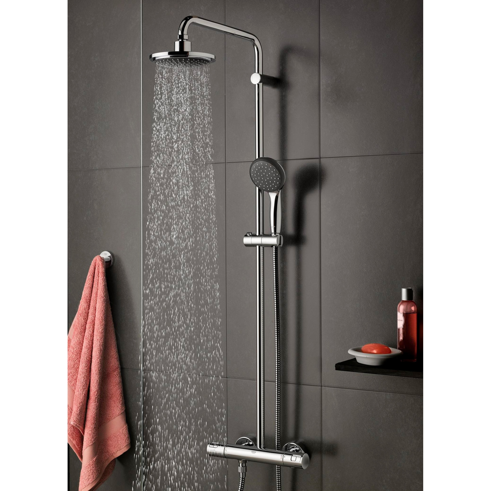 Colonne de douche avec mitigeur thermostatique Vitalio Start System 160, chromé