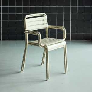 Lot de 2 fauteuils de jardin acier. 2 places. beige. Amelia. L50.4 X P53 X H79.5cm