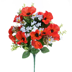 Bouquet Papaveri/Daisy X 14 44 Cm - Pezzi 3 - 12X44X13cm - Colore: arancio - Bianchi Dino - Cespugli Fiori Misti