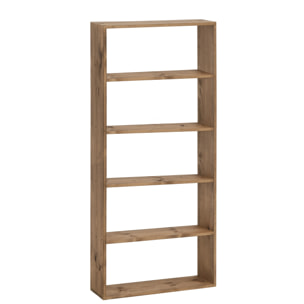 Estantería de madera maciza tono roble oscuro con 4 estantes Alto: 182 Largo: 80 Ancho: 20