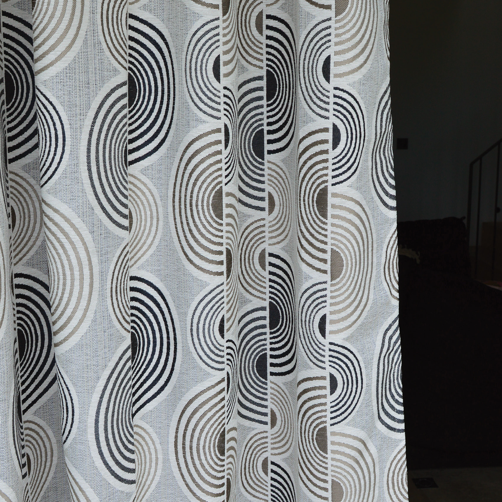 Rideau Jacquard Motif Demi-Cercles - Noir