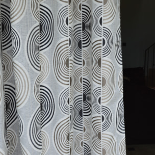 Rideau Jacquard Motif Demi-Cercles - Noir