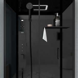 Cabine de douche Hydromassante 115x90x218 cm - Porte coulissante - Fonds & Profilés Noir Mat
