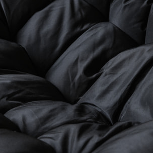 Fauteuil à bascule en rotin synthétique avec coussin noir CINTA