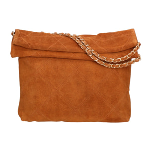 Borsa a spalla da donna Made in Italy - Modello Celeste Elite - Pelle scamosciata - 32.0 x 34.0 x 6.0 cm