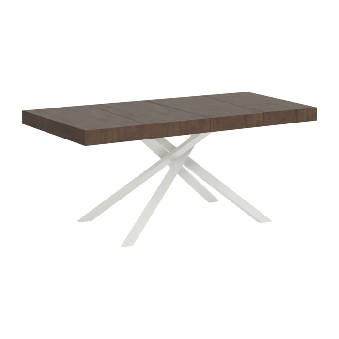 Mesa extensible 90x140/244 cm Karida Premium nogal patas blanca