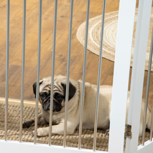 Barrera de Seguridad para Perros Plegable 154x30x80 cm con Soporte de Pie Blanco