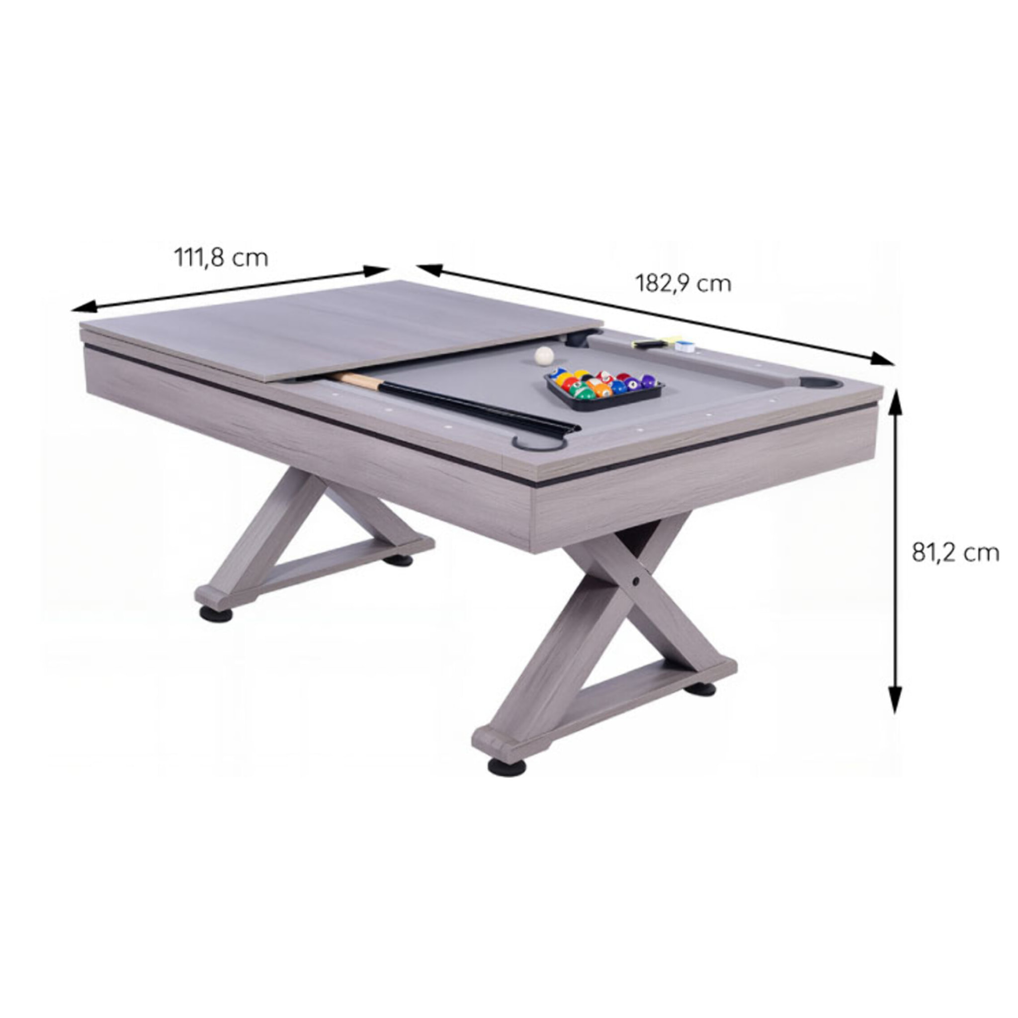 Table multi-jeux ping-pong et billard en bois gris ARIZONA