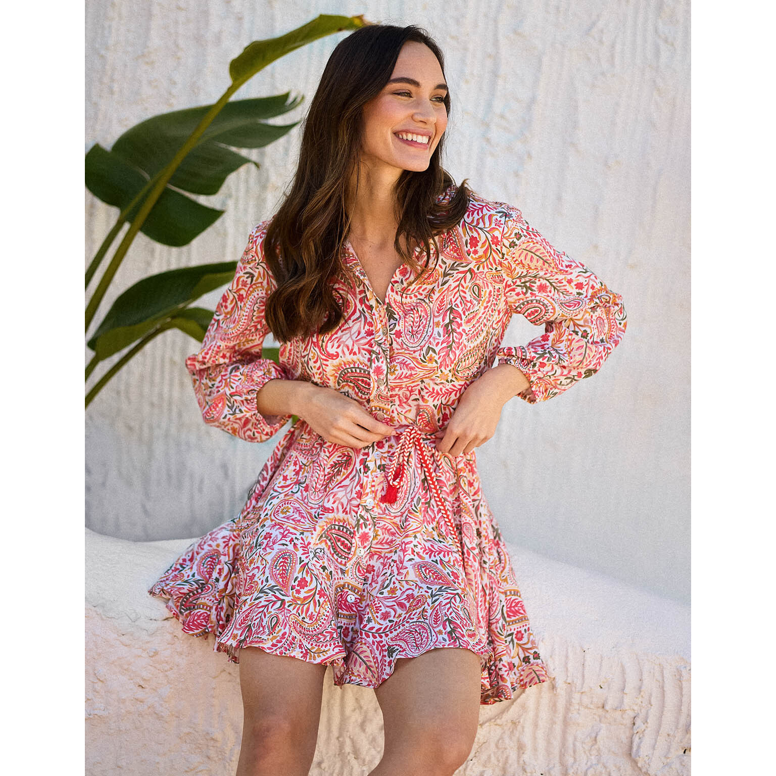 Vestido Corto Estampado Rosa - Winona