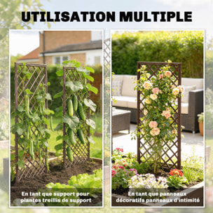 Lot de 3 treillis de jardin osier tissé naturel dim. 43 x 2 x 112 cm