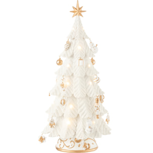 J-Line décoration Sapin De Noël - polyrésine - blanc/or - small - LED
