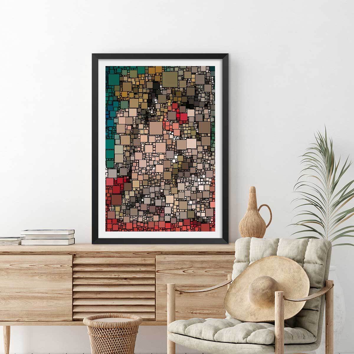 Affiche vitraux king's college Affiche + cadre en bois - Noir