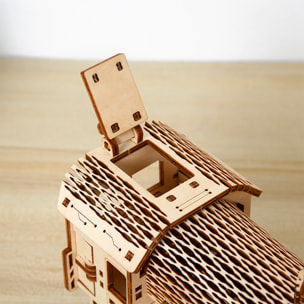 Maqueta de Madera 3D, diseño de Tren de vapor con movimiento mecánico. 361 piezas.