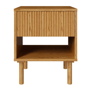Table de chevet en bois d'hévéa massif 1 tiroir  - Inès