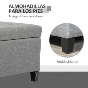 Banco de Almacenamiento Acolchado Puff de Almacenaje Taburete Tapizado en Lino con Tapa Abatible para Salón Entrada Dormitorio Carga 120 kg 125x49x41,5 cm Gris