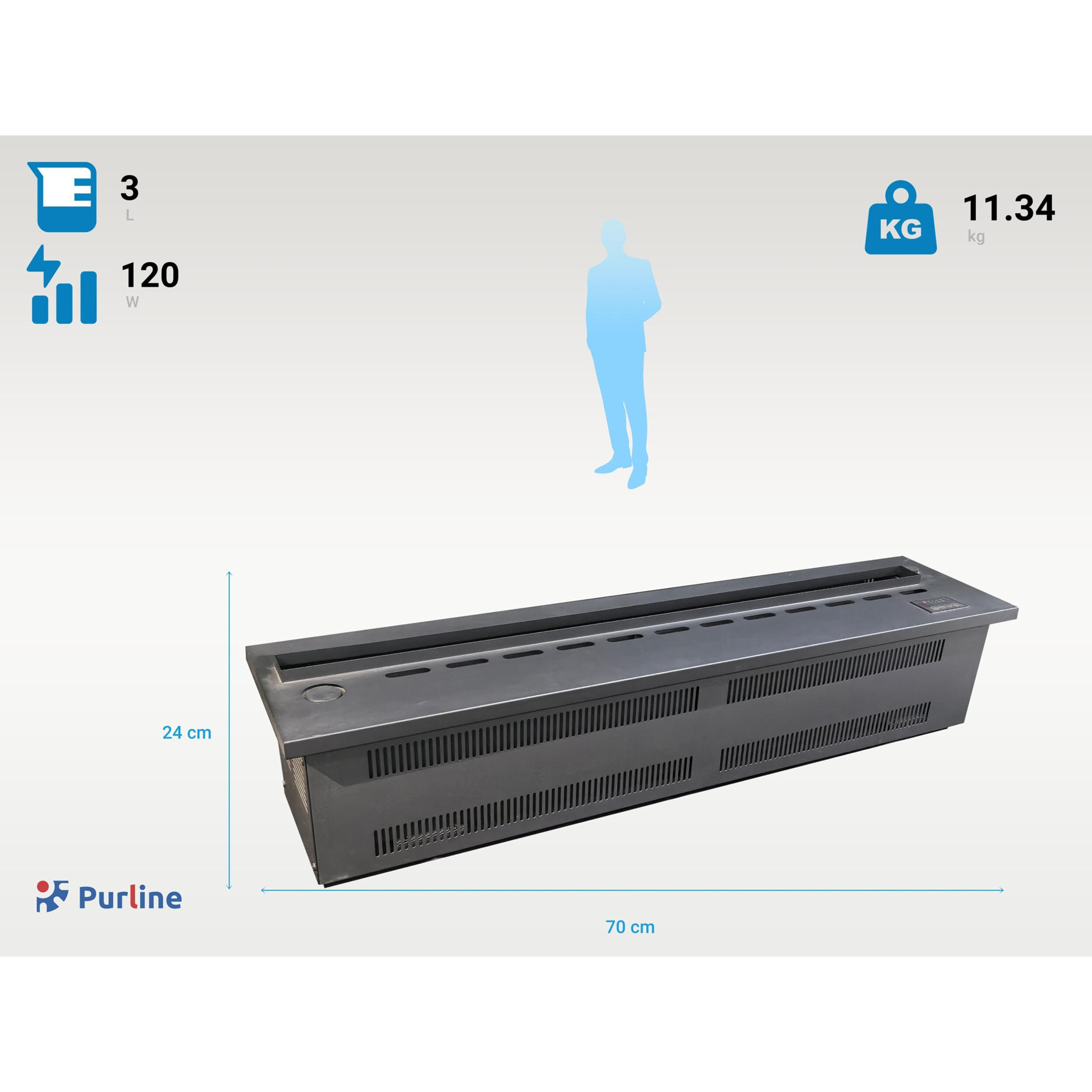 Cheminée décorative avec flamme simulée en différentes couleurs