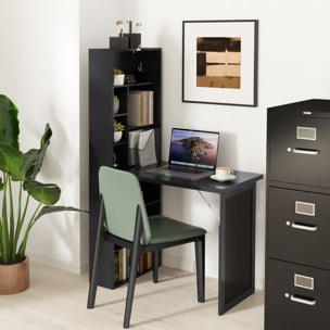 Bureau mural pliable table murale rabattable suspendue sur pied avec bibliothèque tableau à craie intégré noir