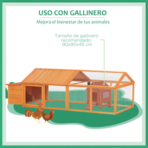 Gallinero de Madera de 2 Pisos para 4-8 Gallinas Techo Abatible 240x112,5x76 cm