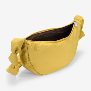 Bolso bandolera amarillo con bolsillos y cremallera