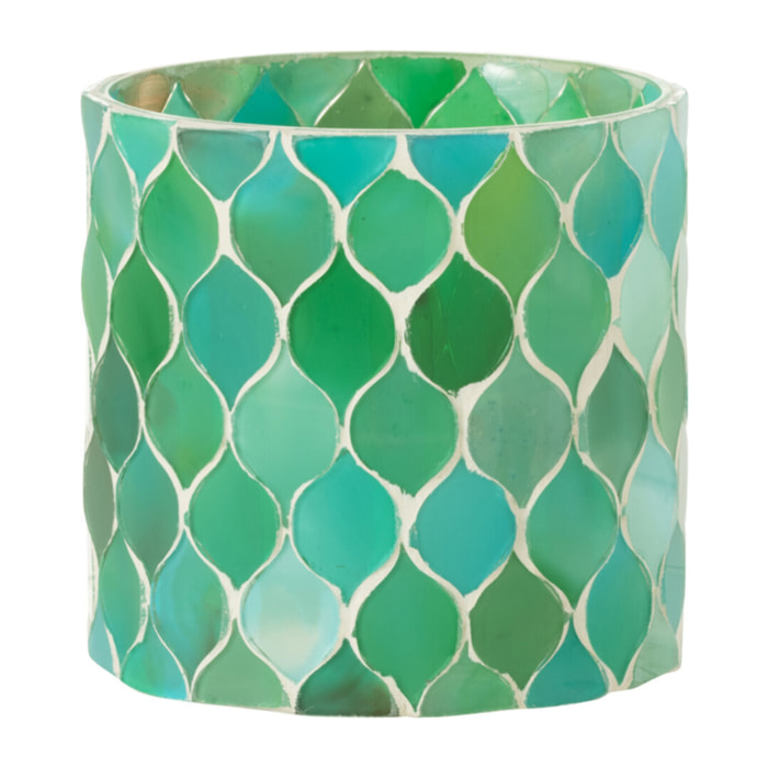 J-Line Photophore Mosaic Losange Verre Bleu/Vert Medium