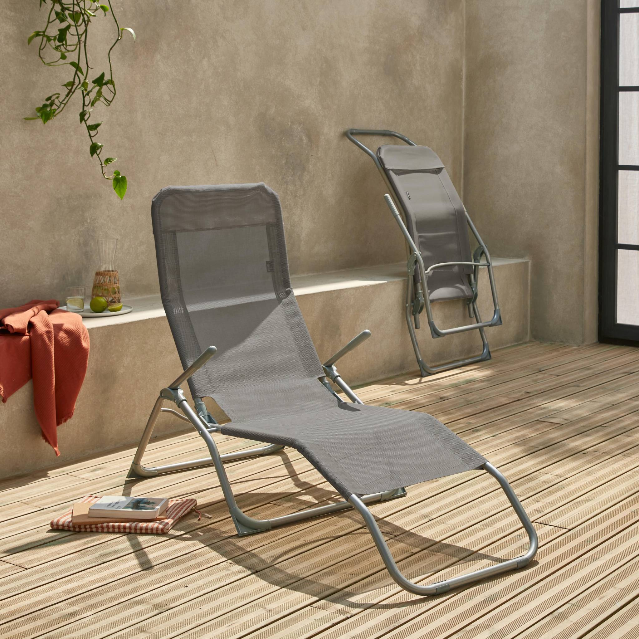 Bain de soleil acier pliant 2 positions (lot de 2) LEVITO