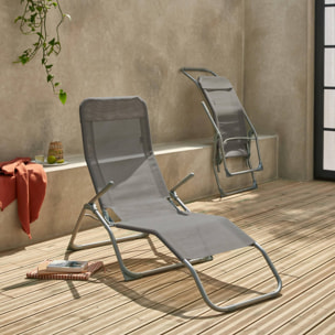 Bain de soleil acier pliant 2 positions (lot de 2) LEVITO
