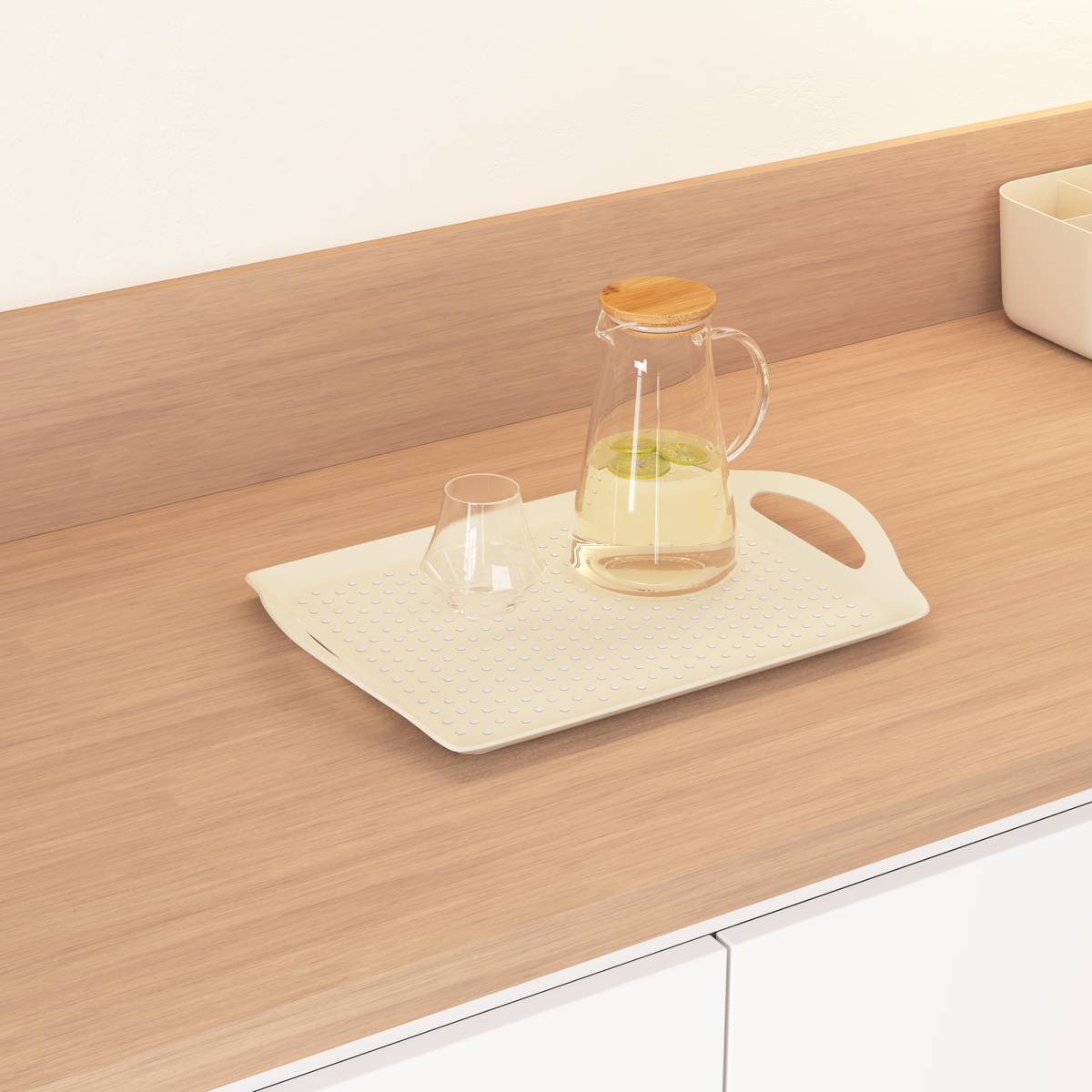 Plateau Poly 45,5x31,5cm beige antidérapant